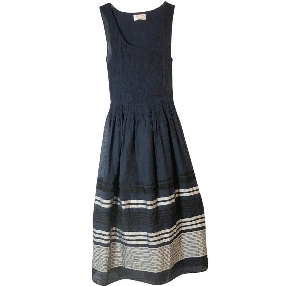 Max Studio M.S.S.P. Stephanie Dress Sleeveless Blue & Silver Pleated Size S